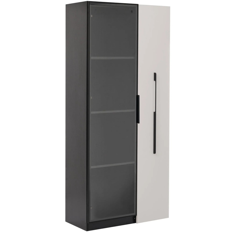 okwish Vitrine mit LED Beleuchtung und Glastüren in Schwarz, B/T/H: 70 x 40 x 160 cm - Bild 2