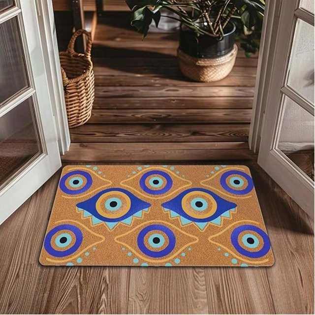 Lodestar Fußmatte mit Augenmuster aus Kokosfaser und Polyester, Mehrfarbig, B/T: 50 x 30 cm - Bild 1