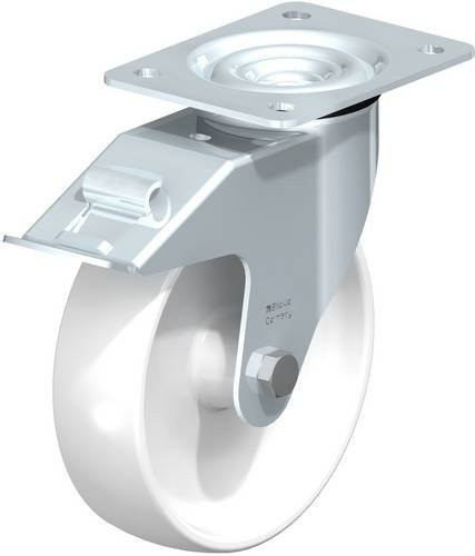 Blickle Lenkrolle LE-PO 175R-FI mit Feststeller, Rad-Durchmesser: 175 mm, Tragfähigkeit: 300 kg, Farbe: Weiß - Bild 1