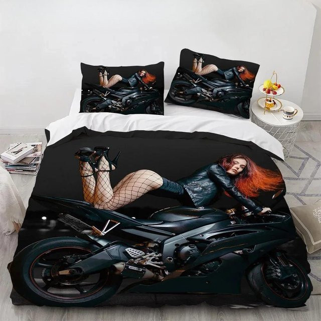 JMG Household Supplies Bettwäscheset mit 3D-Motorrad-Print und Reißverschluss, B/H: 135 x 200 cm - Bild 1