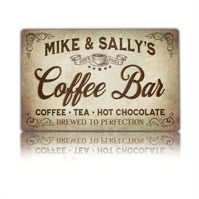 CIFBUY Metallschild Vintage Kaffeebar personalisiert, Farbe: Rot, B/H: 20,32 x 30,48 cm - Bild 1