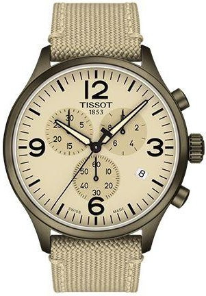 Tissot Armbanduhr, Quarz, Edelstahlgehäuse, 45 mm, Lederarmband, Gelb - Bild 1