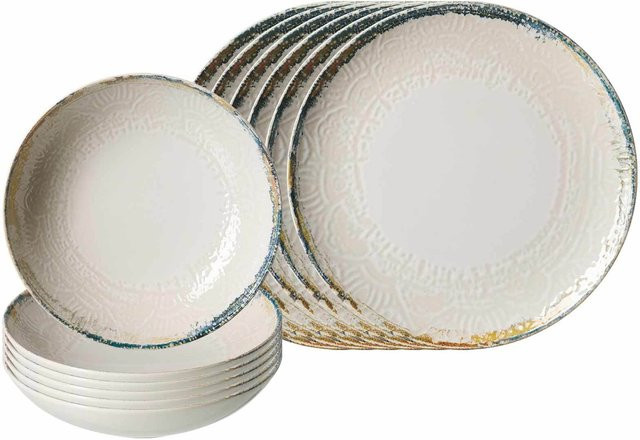 Ritzenhoff & Breker Tafelservice Alfonso 12er Set aus Keramik in Weiß - Bild 1