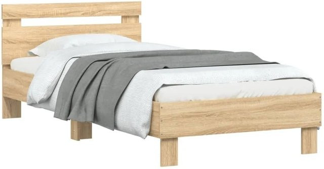 vidaXL Bettgestell mit Kopfteil, LED-Beleuchtung und USB-Ladeport, Sonoma-Eiche, B/T/H: 90 x 200 x 103 cm - Bild 1