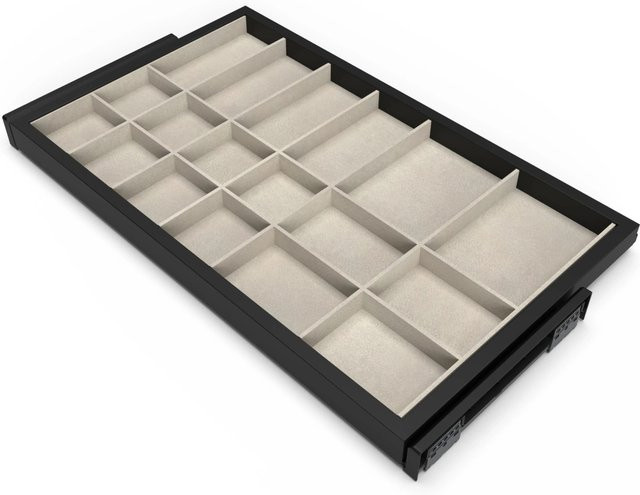 Emuca Organiser Schubladen-Set mit Soft-Close-Auszugsrahmen für Kleiderschränke, verstellbar, Modulbreite: 80 cm, Farbe: Steingrau - Bild 1