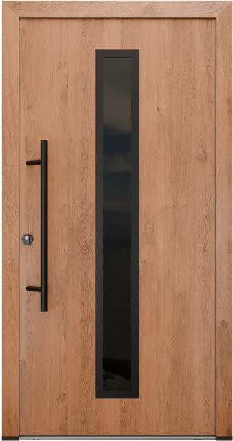 FM Türen Innentür AS68 Modell 21 Winchester Links mit Glaseinsatz und Beschläge Set, Farbe Braun, B: 100 cm, H: 200 cm - Bild 1