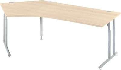 Schäfer Shop Select Winkelschreibtisch COMBITEC mit 135 Grad Winkel links, C-Fuß, Ahorn-Dekor und Weißaluminium, B: 216,5 cm, T: 80 cm, H: 67,7-81,7 cm - Bild 1