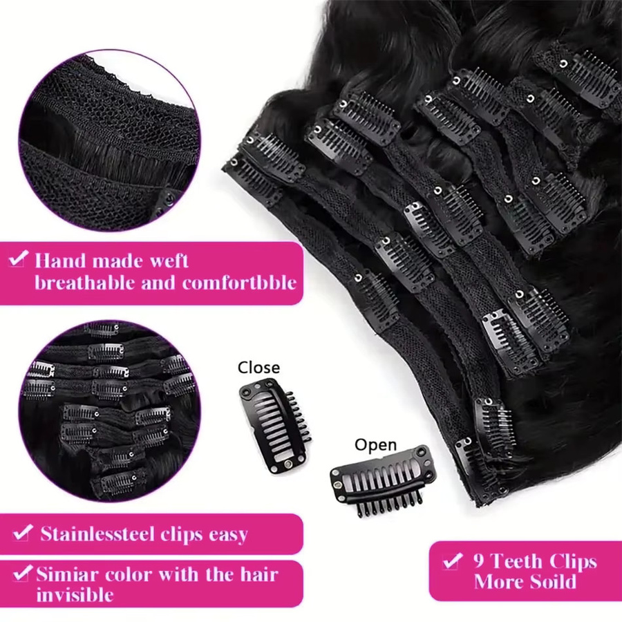 mayfive Clip-in-Haarverlängerungen, brasilianische Körperwelle, 120 g, 8 Stück - Bild 3