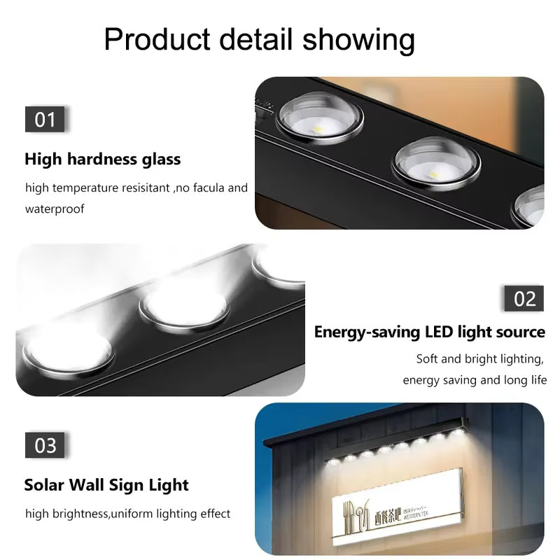 ZTree Solar-LED-Wandleuchte für den Außenbereich in Schwarz mit warmweißem Licht und wasserdichtem Design für Garten und Terrasse - Bild 5