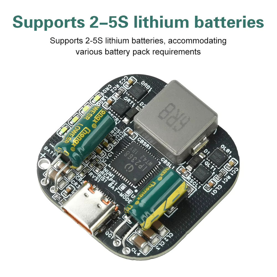 Aideepen IP2368 Bidirektionales Lade- und Entlademodul PD 100W Buck-Boost Schnellladung für 2S 3S 4S 5S Lithium-Ionen-Batterien mit USB-C Anschluss - Bild 2