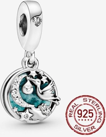 Charm Anhänger 925 Silber, Weiß, Kristall, Zirkonia, Damen - Bild 1
