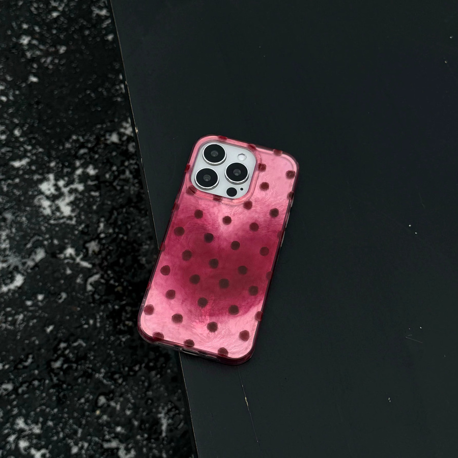 Schutzhülle mit Himbeerpulver-Wellenpunkt-Design und Glacial-Textur für iPhone 12, 13, 14, 15, 16 in Pink - Bild 5