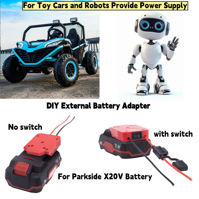 Parkside DIY Externer Batterieadapter-Konverter für X20V Akku mit 14 AWG Kabel in Rot zur Stromversorgung von Spielzeugautos und Robotern - Bild 1