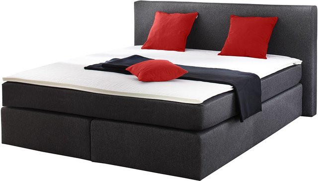 SUN GARDEN Boxspringbett DARWIN in Anthrazit mit Bonell-Federkernmatratze und Topper, B/T: 140 x 200 cm - Bild 1
