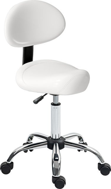 Homcom Drehstuhl mit Rückenlehne und Rollen, verstellbarer Stuhl für Schönheitssalons und Tattoo-Studios, Farbe: Weiß, B/T/H: 50 x 50 x 83-98 cm - Bild 1