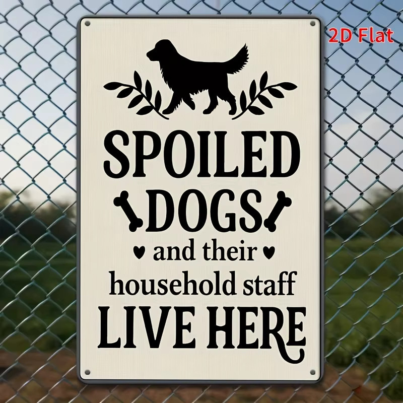 Vintage Metall-Wandschild CIFBUY Ruined Dog & His Family für Zuhause, Café oder Garage, B/H: 30,0 x 20,0 cm - Bild 1