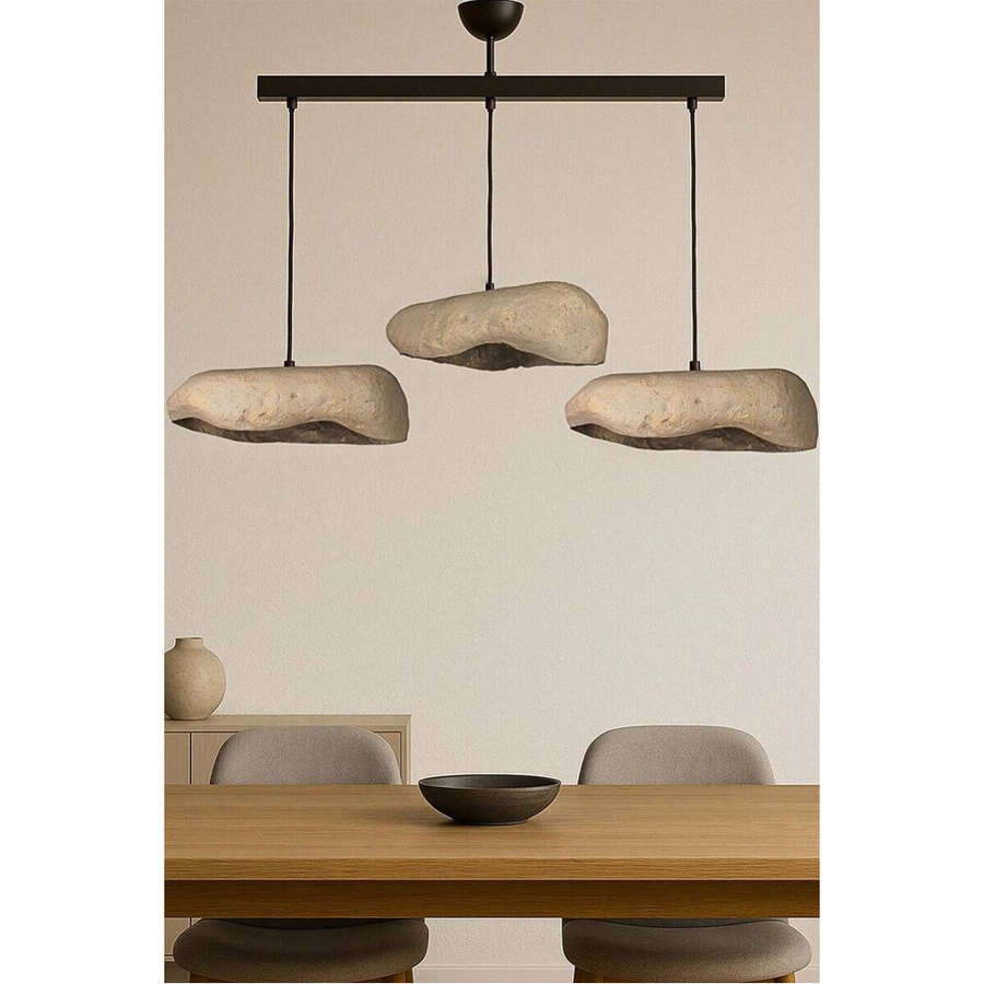 Opviq Pendelleuchte aus Beton und Metall in Schwarz und Grau mit 3 E27 Fassungen, Höhe: 62 cm, Breite: 32 cm, Tiefe: 32 cm - Bild 3