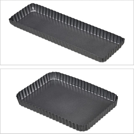 Relaxdays Tarteform 2er Set aus Carbonstahl in Anthrazit mit Hebeboden und Antihaftbeschichtung, Durchmesser: 21,5 cm, Höhe: 3,5 cm