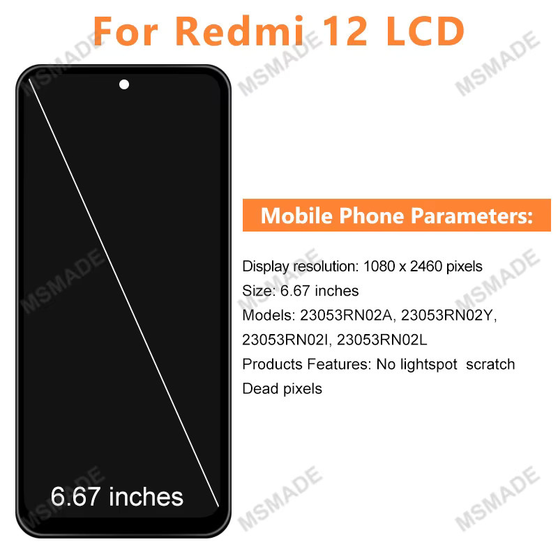 Xiaomi Redmi 12 LCD Touch Panel Screen Digitizer Ersatzteil in Schwarz - Bild 2