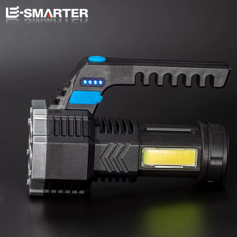 ESMARTER Wiederaufladbare LED-Taschenlampe mit 7 LEDs und COB-Seitenlicht in Schwarz - Bild 3