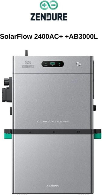 Zendure SolarFlow 2400AC+ mit AB3000L Akku, 5,28kWh Speicher, 4800W PV-Eingang, Grau - Bild 1