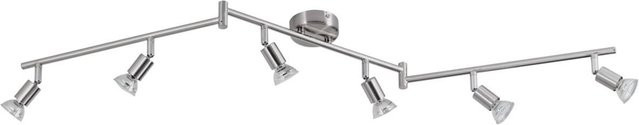 Pocoline Schienensystem Joris 6-flg. Spot-Leuchte aus Metall in Nickel matt mit 6 GU10 Brennstellen, Länge: 120 cm - Bild 1