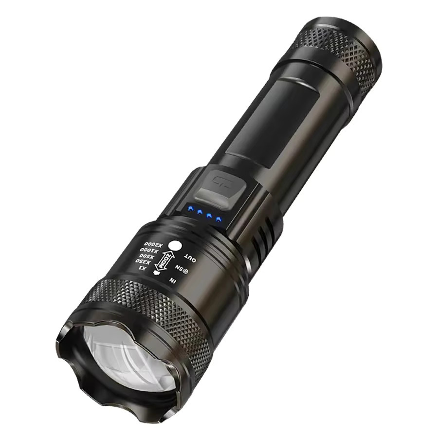ZHIYU Taktische LED Taschenlampe in Schwarz, USB wiederaufladbar und wasserdicht für Outdoor, Camping und Notfälle - Bild 7