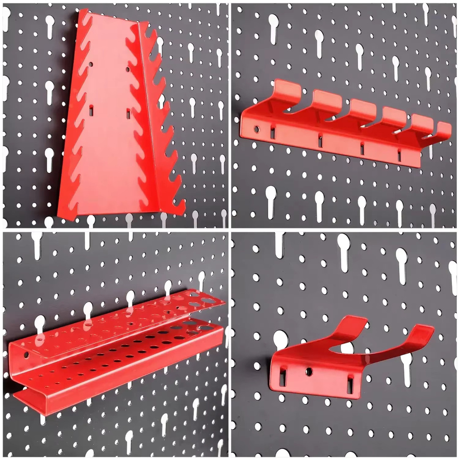 Fixkit Werkzeugwand aus Metall in Rot mit 17-teiligem Set Wändehaken, B/H: 120 x 60 cm, Tiefe: 2 cm - Bild 2