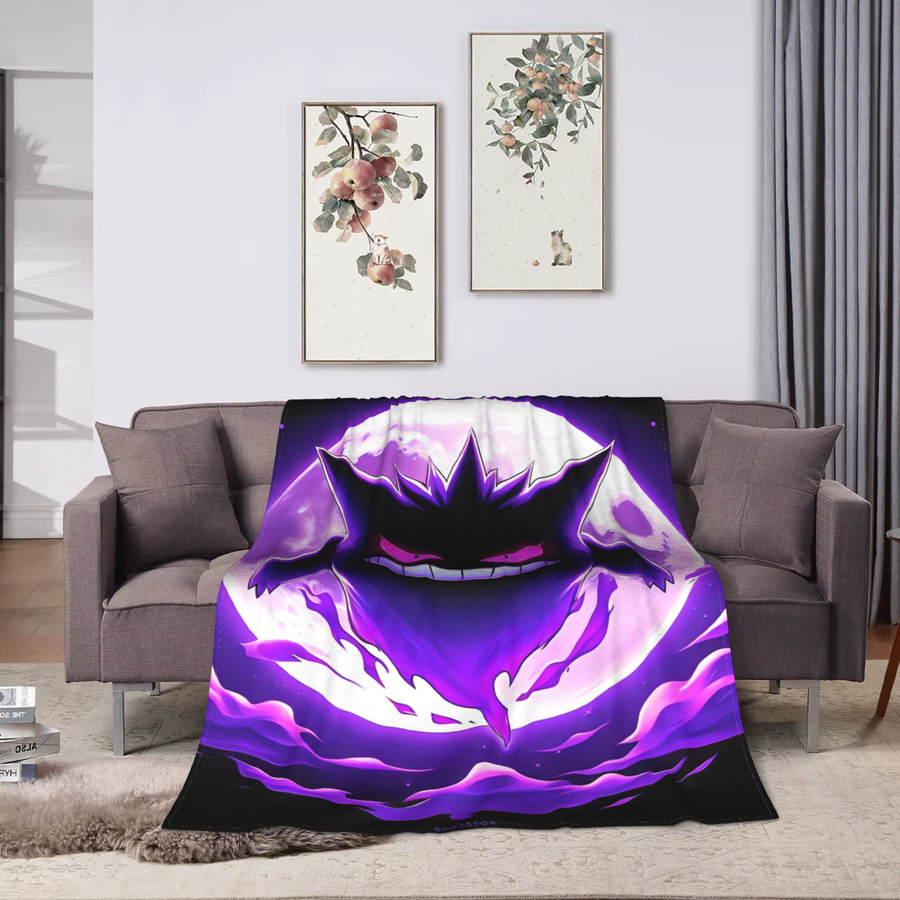 Potdemiel Gengar Cartoon-Plüschdecke aus Polyester in Lila für Erwachsene - Bild 2