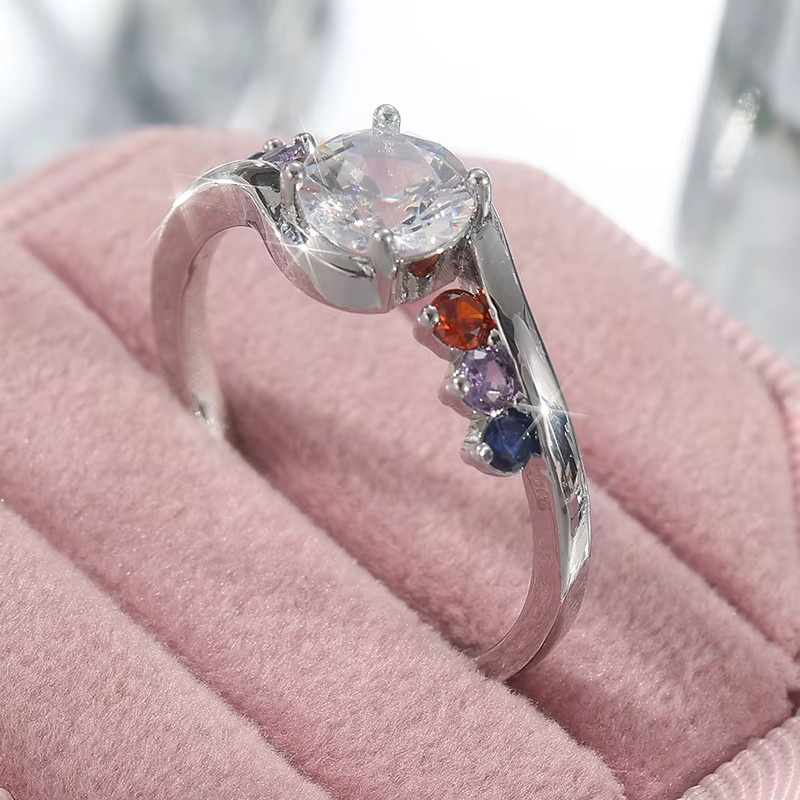 YoYo Ring, versilbert, bunt, Zirkonia, Damen - Bild 2