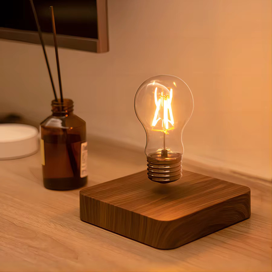 Zoeydam Magnetische Levitation Lampe mit LED-Glaskugel in Transparent und Braun, Schreibtisch-Dekoration für Home Office und Nachtlicht - Bild 3
