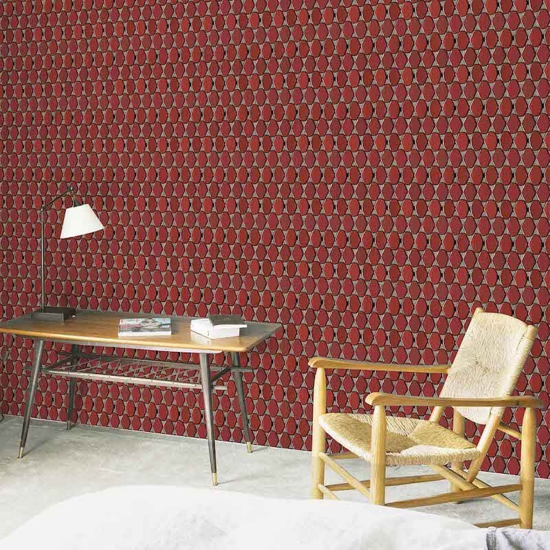Geometrische Tapete L'Illusion von Nobilis in Rot mit abstraktem Design und modernem Vlies-Material - Bild 1