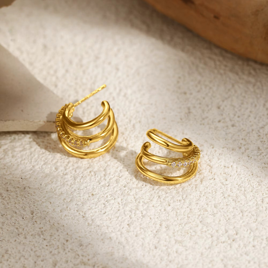 Erpels Ohrringe Edelstahl, vergoldet, Zirkonia, Damen - Bild 3