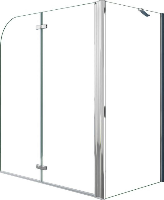 AICA Badewannenaufsatz Faltwand Duschabtrennung aus Glas in Transparent mit Silver-Profil, 2-teilig, B/H: 100 x 140 cm und 80 x 140 cm - Bild 1
