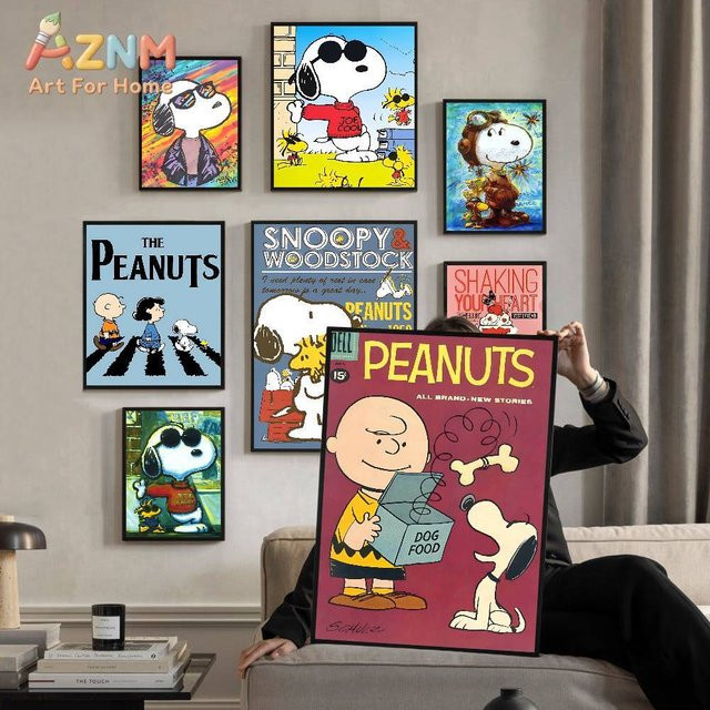 Kayou Vintage Hundeposter mit Snoopy-Motiv als dekoratives Wandbild aus Papier in Mehrfarben - Bild 1