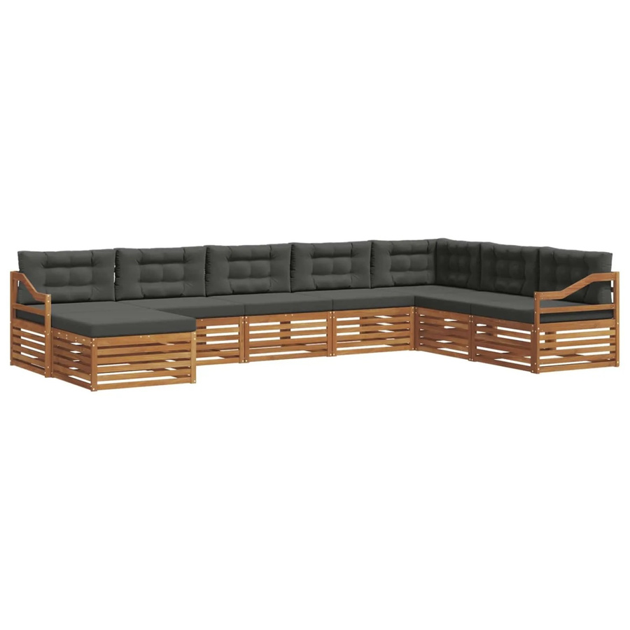 vidaXL Sofagarnitur 8-teilig aus Massivholz Akazie in Natur und Anthrazit mit L-Form und Polsterkissen - Bild 2