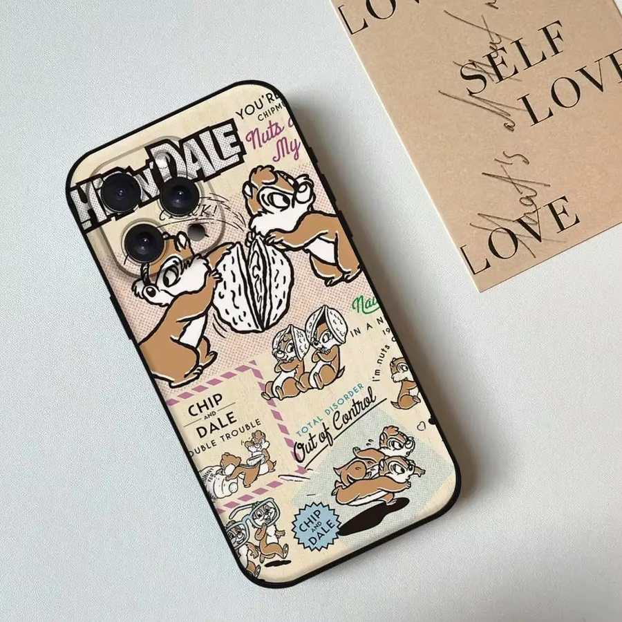 Mesuca Chip 'n' Dale Handyhülle aus schwarzem Silikon für iPhone Modelle, Cartoon Design - Bild 3