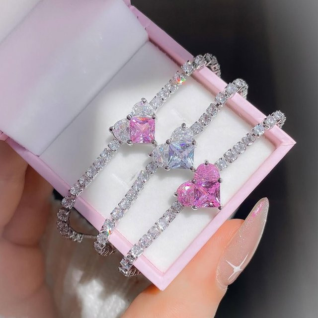 YUYAN Tennis-Armband, Silber, Zirkonia, Diamant, Damen - Bild 1