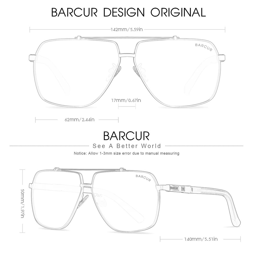 BARCUR Sonnenbrille, Vollrand, Metall - Bild 2