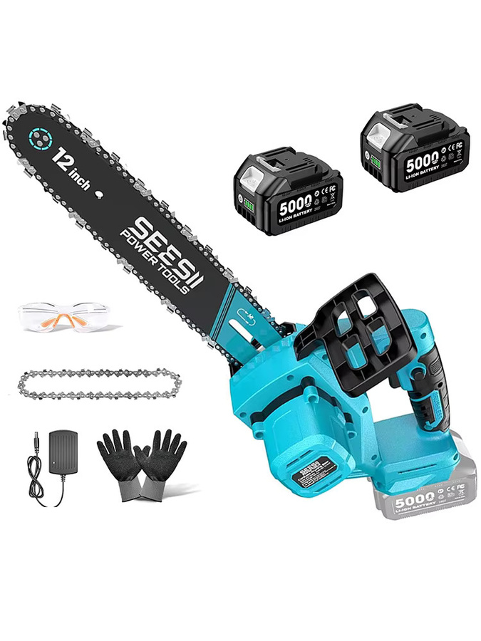 Seesii 1200W 12'' Bürstenlose Akku-Kettensäge für Makita 18V LXT mit Ersatzakku - Bild 2