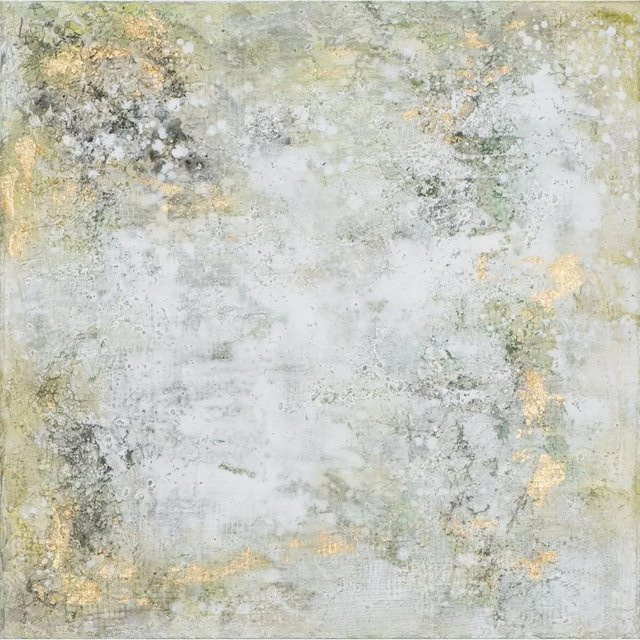Art Universe Leinwandbild Goldstaub Natur Modern Abstrakt in Gold und Weiß, Breite: 60 cm, Höhe: 60 cm - Bild 1