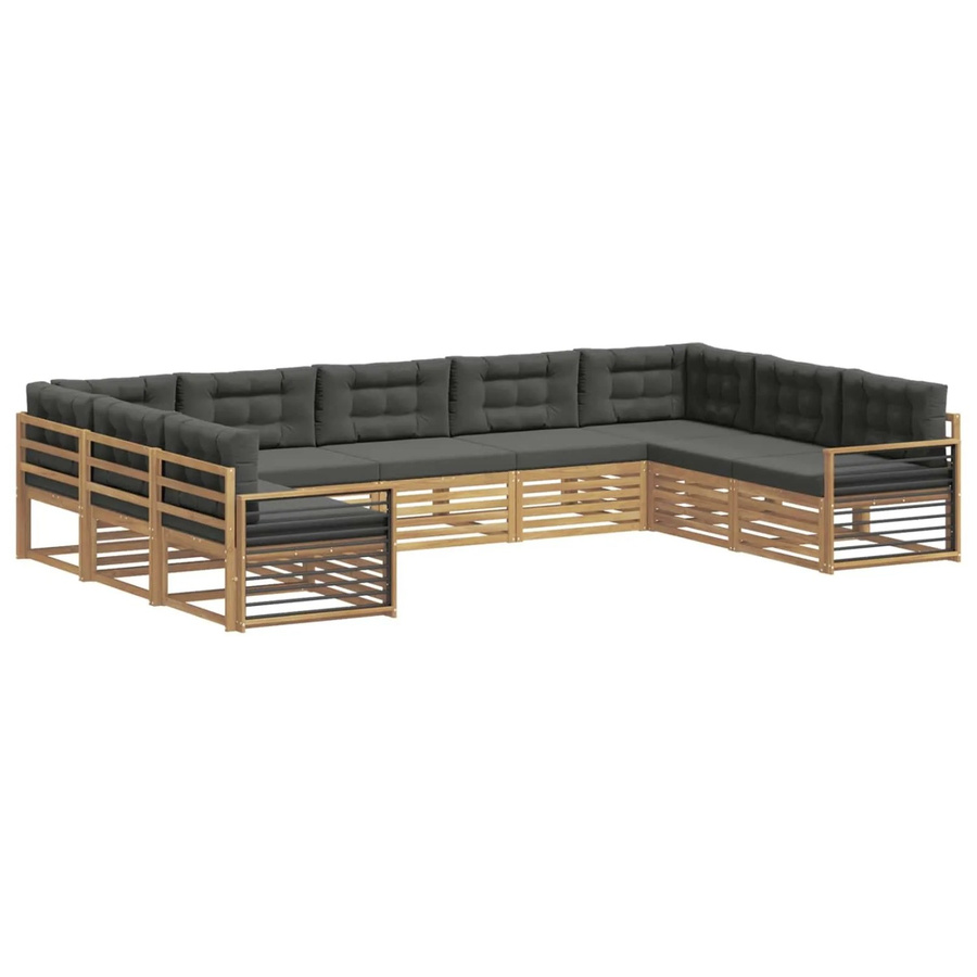 vidaXL Outdoor-Sofagarnitur 9-teilig aus Massivholz Akazie in Anthrazit und Weiß mit Sitz- und Rückenkissen - Bild 2