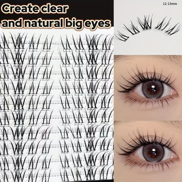 Herorange Segmentierte Thai-Style Oberwimpern, 100 Bündel, Schwarz, C-Curl - Bild 1