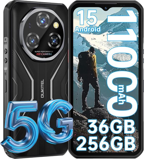 Oukitel WP55 5G Robustes Outdoor-Smartphone mit 256 GB Speicher, 11000mAh Akku, 6,6 Zoll FHD+ 120Hz Display und 108MP Kamera, Android 15, IP68 IP69K MIL-STD-810H wasserdicht und stoßfest - Bild 1