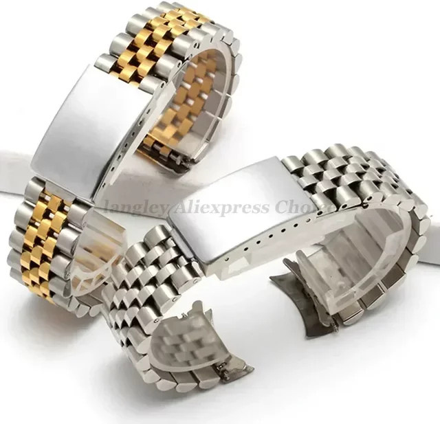 Uhrenarmband Edelstahl, Bicolor, gebogenes Ende - Bild 1