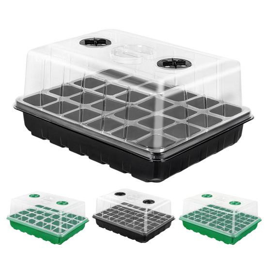 Amusedly Pflanzenanzuchtbox mit Feuchtigkeitskuppel aus Kunststoff, Transparent/Schwarz - Bild 6