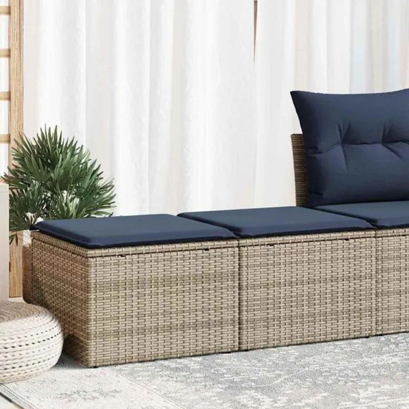 2-teilige Garten-Sofagarnitur aus Poly-Rattan und Akazienholz in Grau mit Kissen von vidaxl - Bild 1