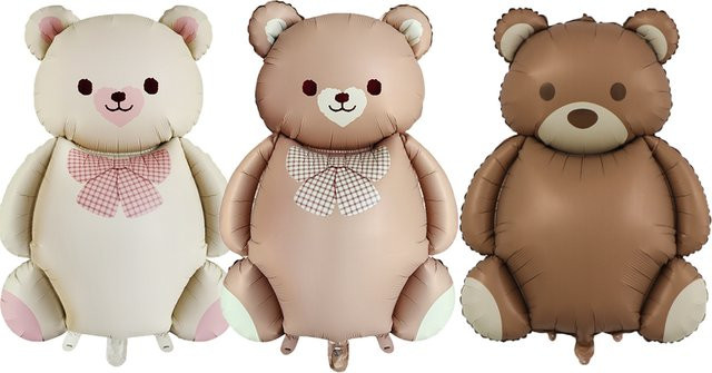 3er Set LQZZY Bär Folienballons Braun aus Mylar für Geburtstag und Baby Shower Dekoration - Bild 1