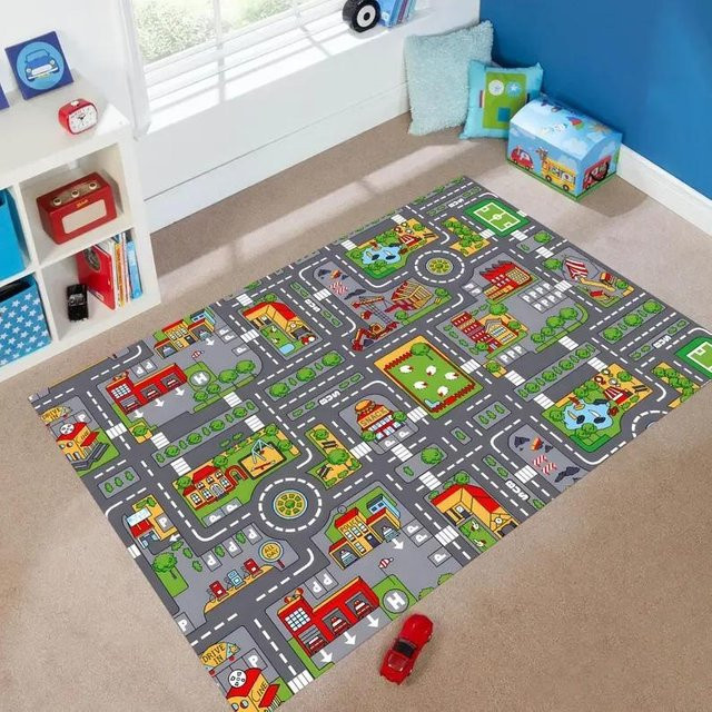 Verkehrsteppich Autorennen Kinderspielmatte mit Straßenmotiv von Lodestar, waschbar und rutschfest, B/H: 60 x 40 cm, mehrfarbig - Bild 1