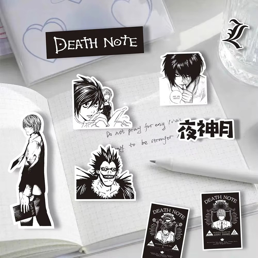 65er Set Anime Death Note Aufkleber von GOGOTU in Schwarz und Weiß zur Dekoration von Laptop, Koffer und Fahrrad - Bild 3